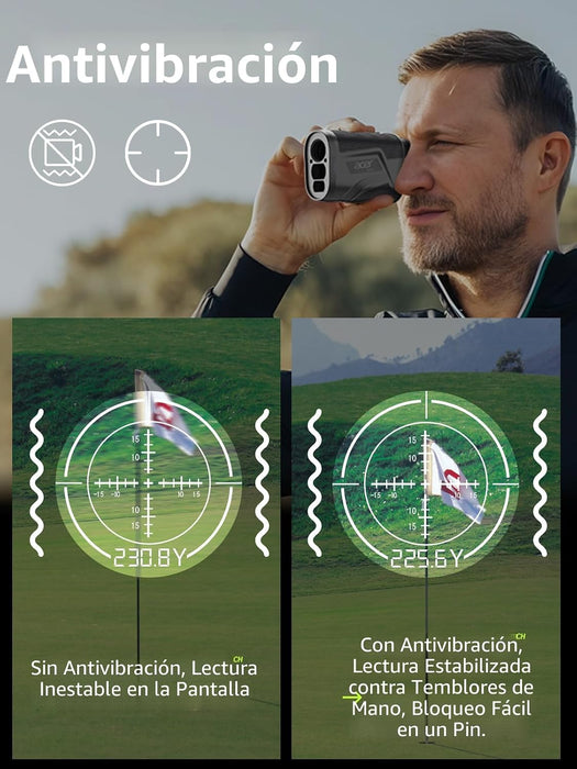 Telémetro de golf Acer Gadget con función de pendiente (activada/desactivada), 800/1200 yardas