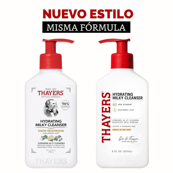 THAYERS Limpiador Facial Hidratante Lechoso con Hongo de Nieve Tremella y Ácido Hialurónico, 237ml
