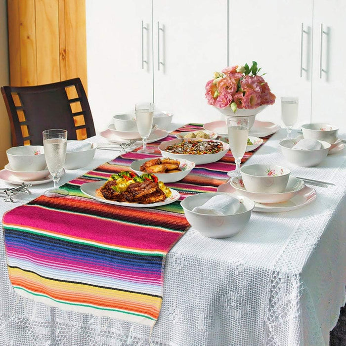 Fowecelt Camino de Mesa Serape Mexicano para Decoraciones de Fiestas