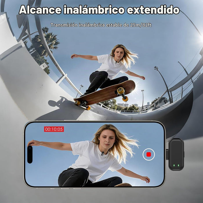 HEHOTTC Mini micrófonos Lavalier inalámbricos para iPhone 15/16/17 y Android, batería de 30 horas de duración con estuche de carga