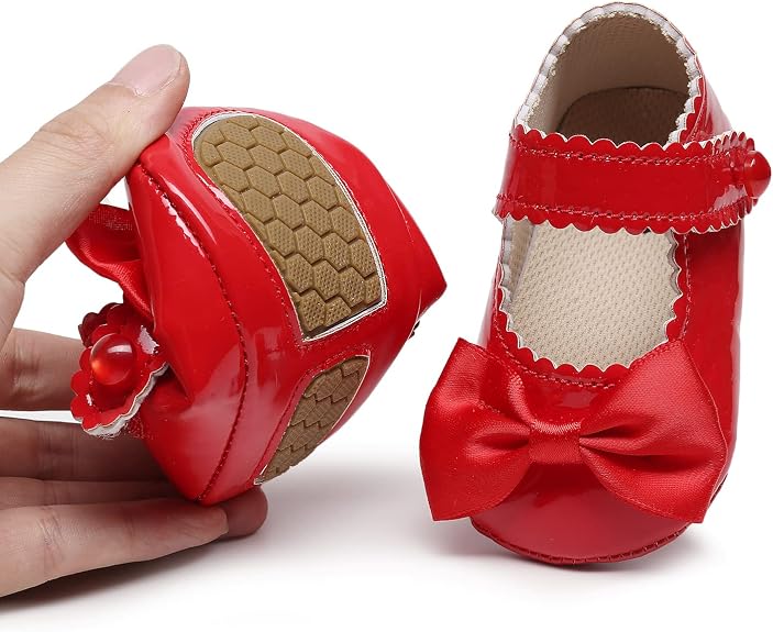 HONGTEYA Zapatos Mary Jane para bebés y niñas, antideslizantes, con suela suave de cuero PU