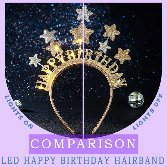 Uranian Diademas iluminadas con luces LED con purpurina y estrella