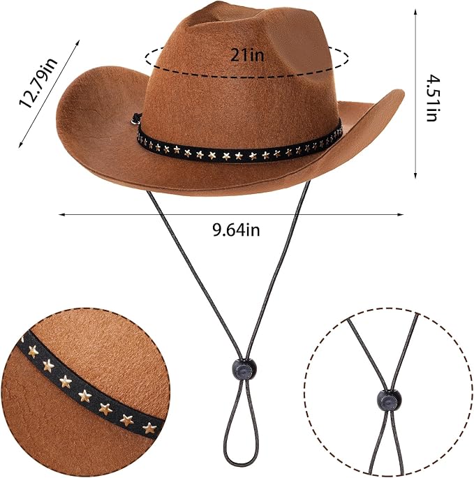 Sombrero de vaquero café con bandanas rojas para disfraces