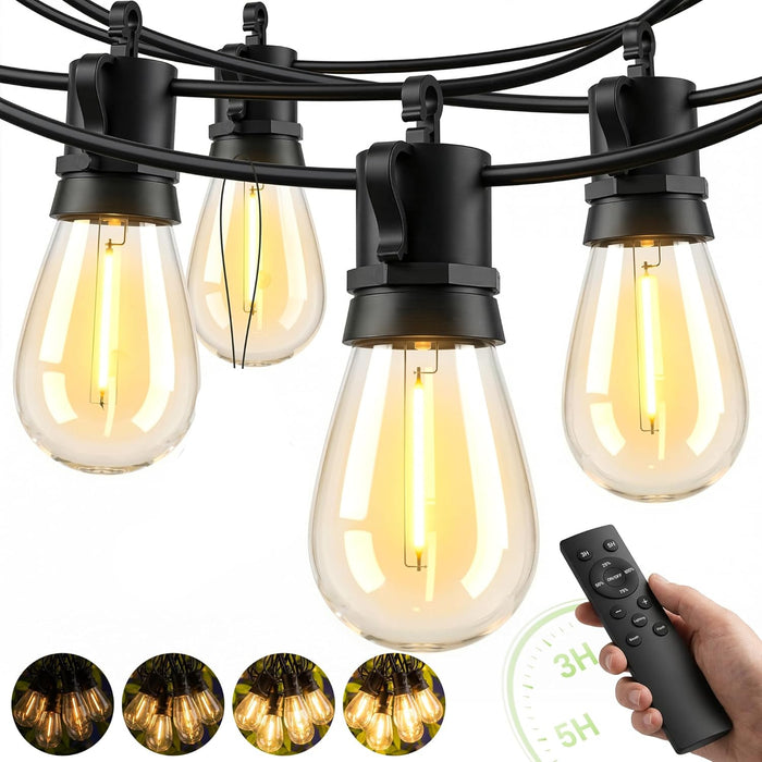 Tira de luces LED para patio al aire libre, impermeable, con control remoto, luz colgante exterior S14