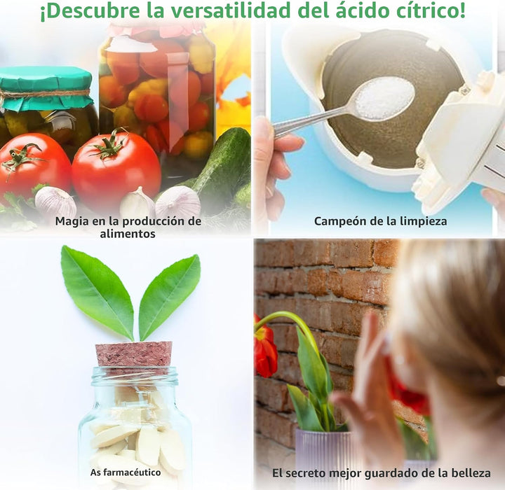 Viva Doria Ácido Cítrico 100% Puro, Grado Alimenticio, Grano Fino, 2 lb (907 g)