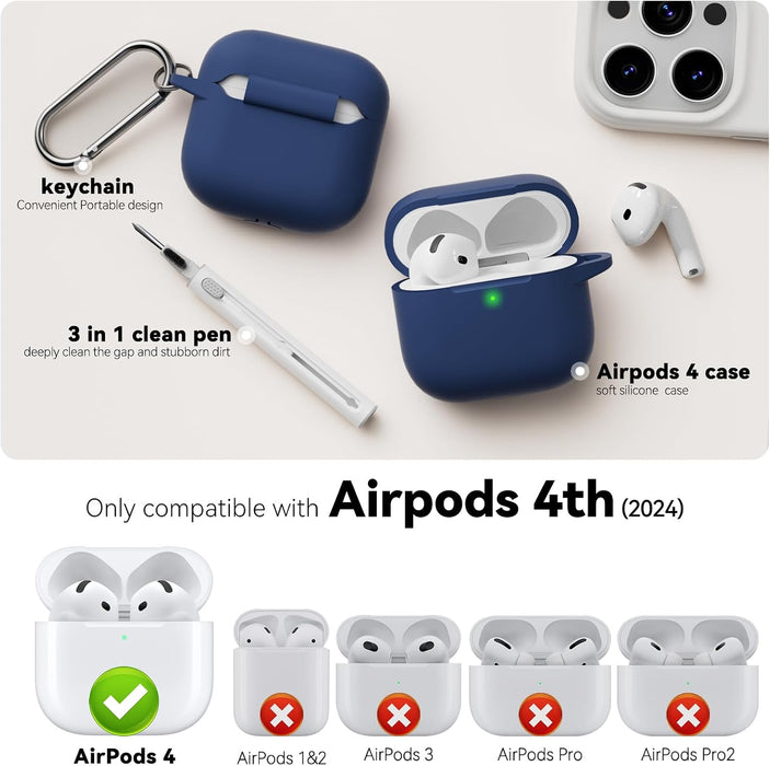 Funda para AirPods 4 2024 viene con kit de limpieza, azul