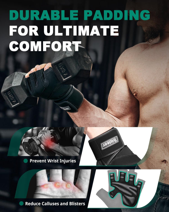 Trideer Guantes para hombres, para levantamiento de pesas con soporte para muñeca