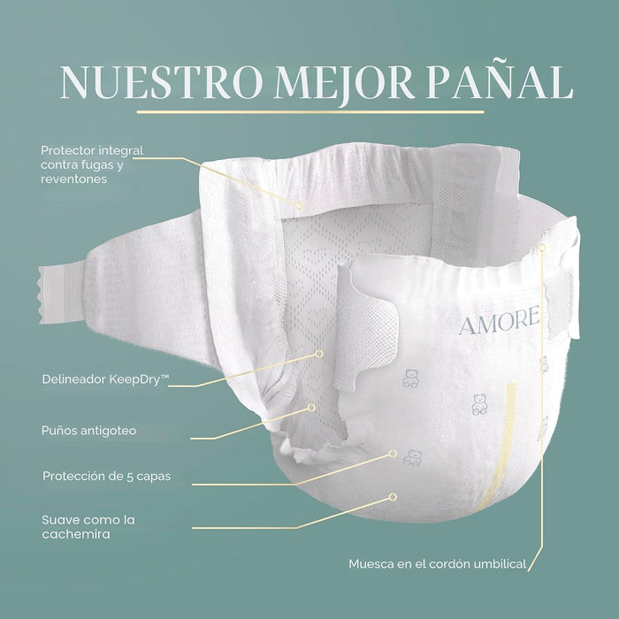 Pampers Amore, Talla 2 (4,5-10 kg), 74 unidades