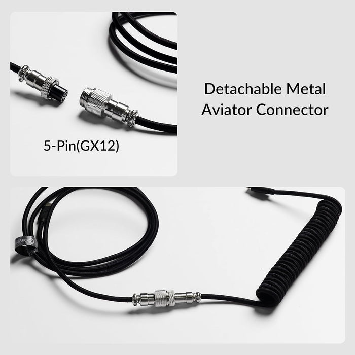 Keychron Cable USB-C en espiral de 8 KHz para teclados mecánicos