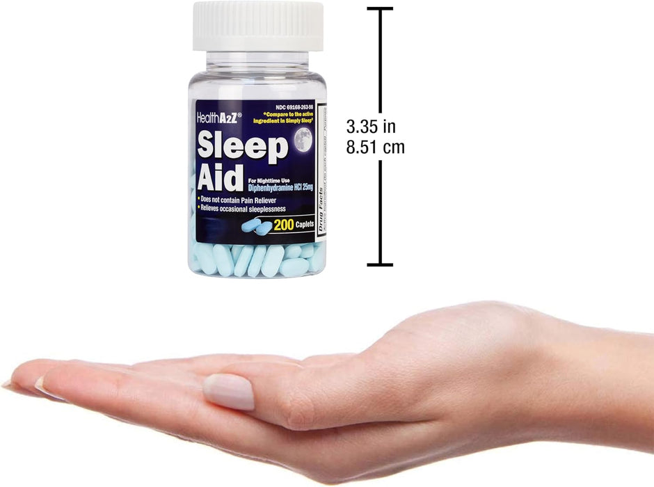 HealthA2Z Ayuda para dormir 200 cápsulas Difenhidramina HCl 25 mg