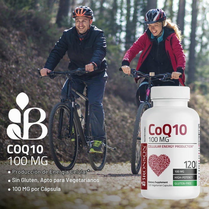 Bronson CoQ10 100 mg (Ubiquinona), Alta Potencia, 120 Cápsulas Vegetarianas