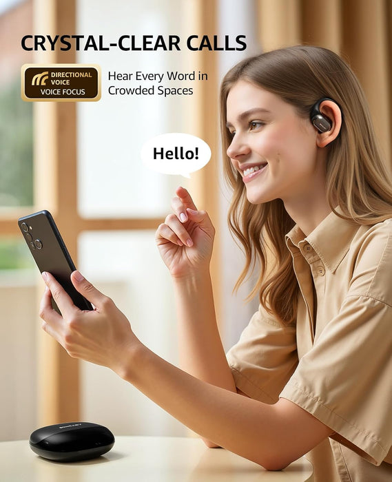 BOMGARY Auriculares inalámbricos Bluetooth de oreja abierta Ipx7 Para Deportistas Con Led