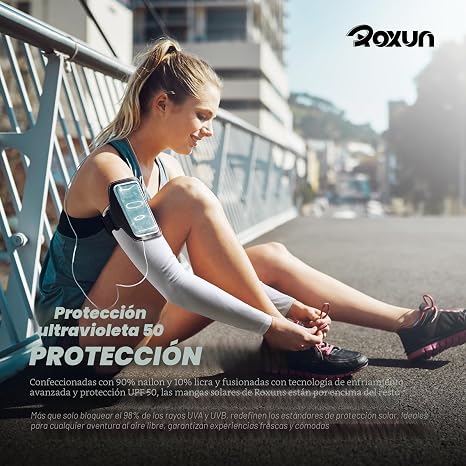 ROXUN Mangas de brazo unisex, compresión deportiva de protección solar UV refrescante