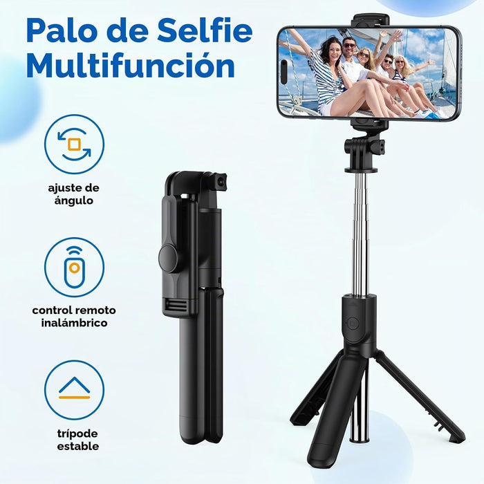 Trípode para selfie retráctil con control remoto inalámbrico para fotografía