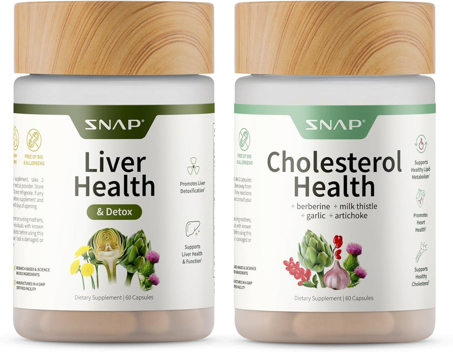 Snap Supplements Paquete de suplementos para la salud del hígado y el colesterol, 60 Capsulas