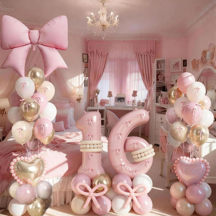 Globo rosa dulce con el número 16, decoraciones de cumpleaños 16, de látex