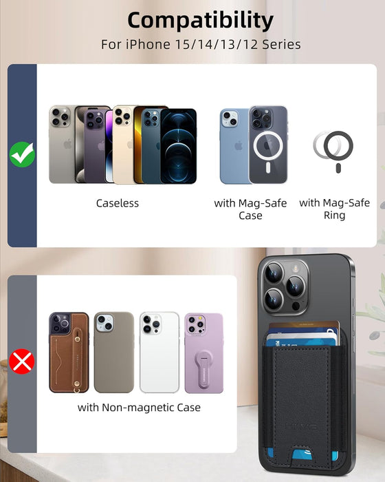 Cartera MagSafe, cartera magnética más fuerte para iPhone 17/16/15/14/13/12, soporte para 7 tarjetas