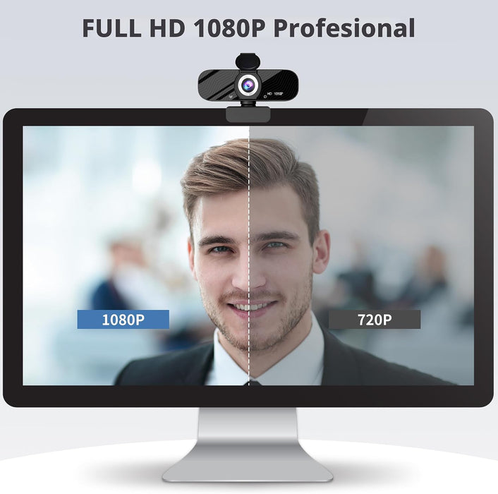 Gohero Cámara web de video Full HD 1080P, cancelación de ruido, cubierta de privacidad