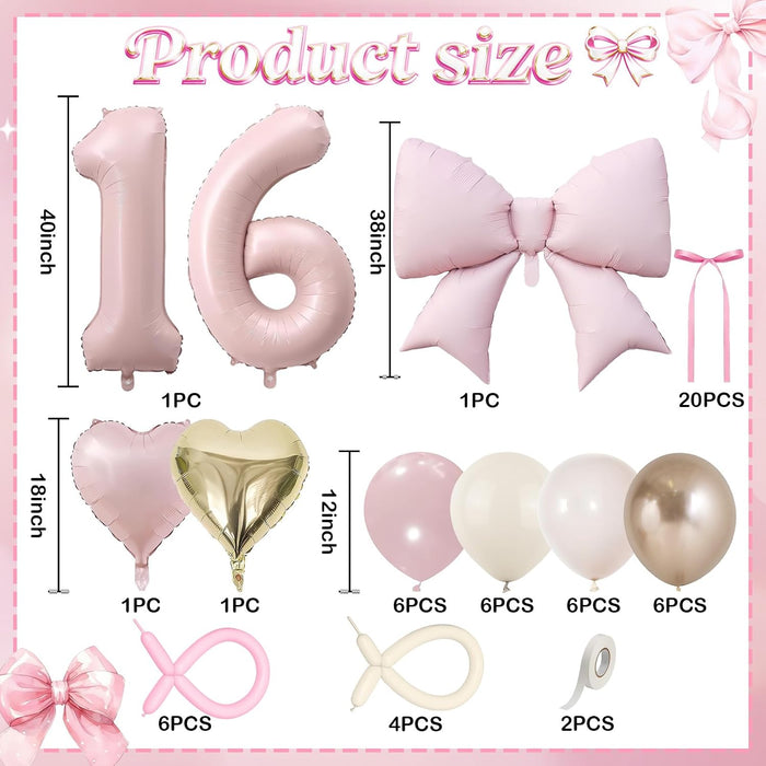 Globo rosa dulce con el número 16, decoraciones de cumpleaños 16, de látex