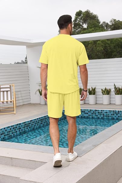 Lexiart Conjunto para hombre camiseta informal manga corta de corte oversize y pantalones cortos