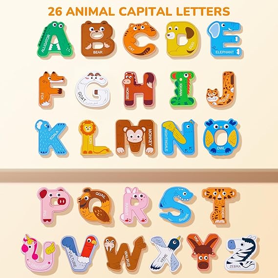 JoyCat Letras magnéticas , imanes del alfabeto ABC para refrigerador para niños pequeños, 26 piezas