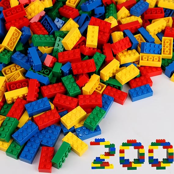 HUIZDQ 200 piezas de ladrillos de construcción pequeños clásicos, ladrillos a granel de 2x4