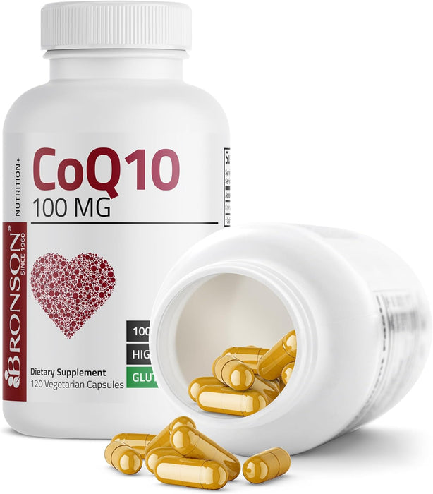 Bronson CoQ10 100 mg (Ubiquinona), Alta Potencia, 120 Cápsulas Vegetarianas