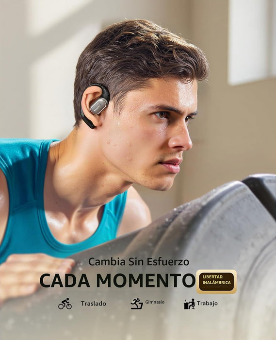BOMGARY Auriculares inalámbricos Bluetooth de oreja abierta Ipx7 Para Deportistas Con Led