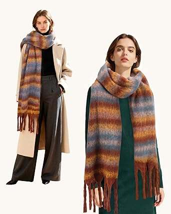 Bufanda de invierno Darller para mujer, de cuadros gruesa