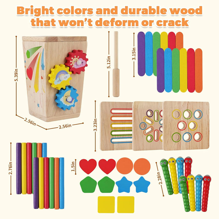 Juguetes Montessori de madera para bebés, 5 en 1