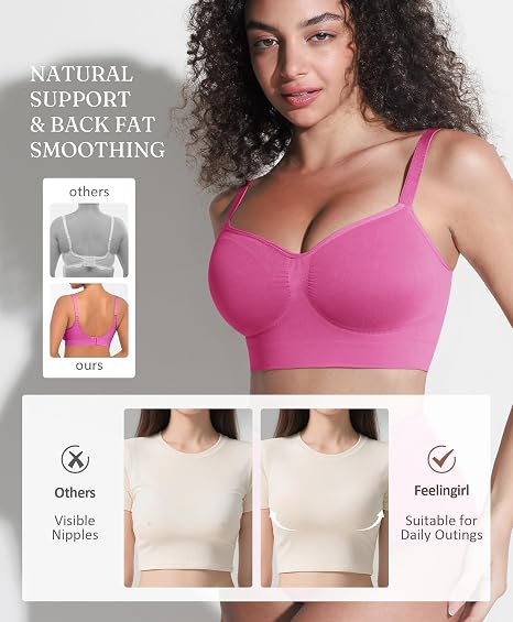 FeelinGirl Sujetadores sin colchas para mujeres sin costura de cobertura completa