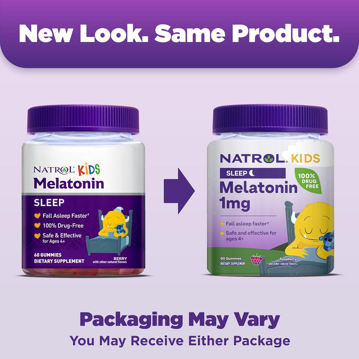 Natrol Melatonina para niños de 1 mg, suplemento para un sueño reparador, gomitas para dormir para niños