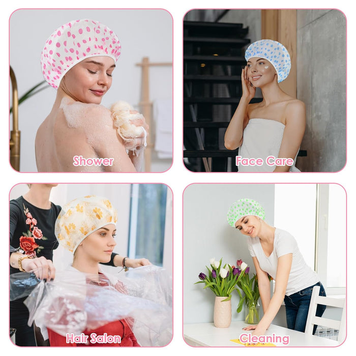 Gorro de ducha impermeable, elástico reutilizable de plástico para mujeres
