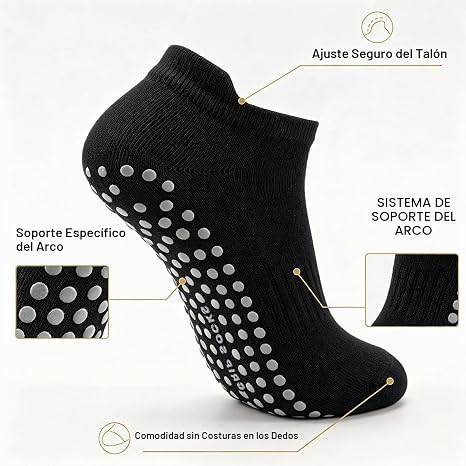 5 pares de calcetines de pilates con agarre para mujer, antideslizantes de yoga