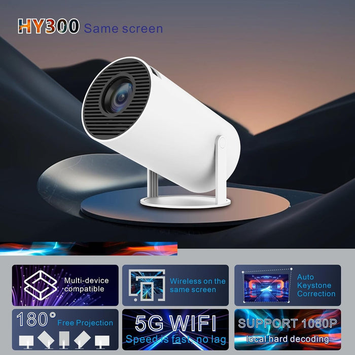 Proyector portátil HY300 4K HD Android 11 Dual WIFI 6.0 200 ANSI BT5.0 1080P