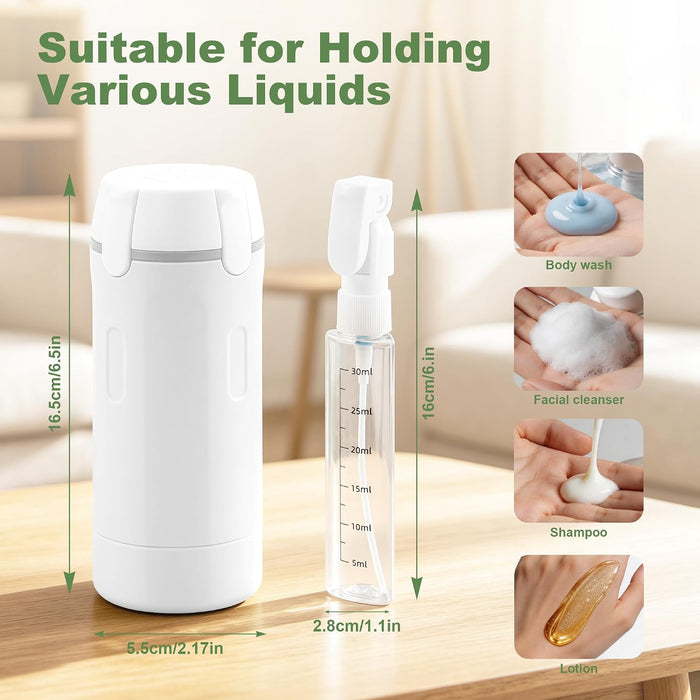 Dispensador de viaje 4 en 1, botellas de champú y acondicionador de viaje recargables a prueba de fugas
