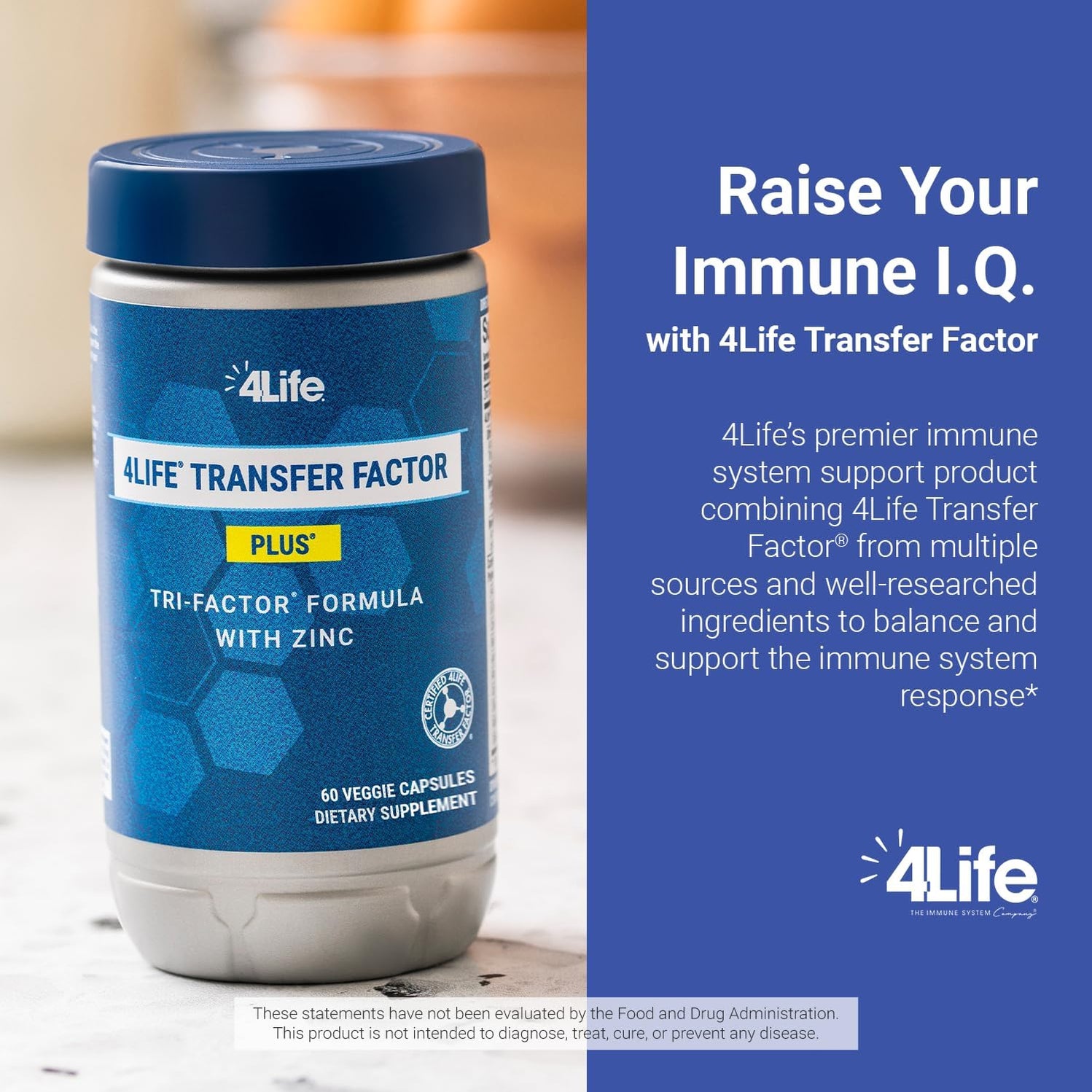 4Life Transfer Factor Plus con Zinc - Suplemento inmunológico 60 cápsu ...