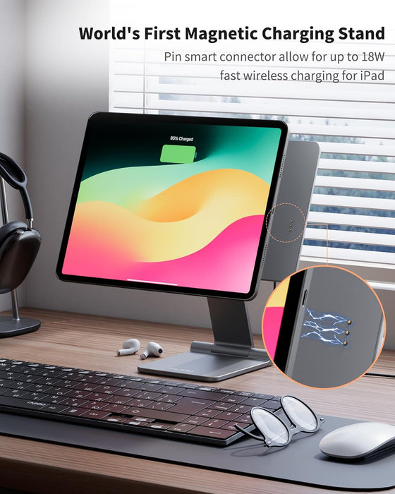 Soporte de carga inalámbrico magnético para iPad Pro 12.9 (3ª/4ª/5ª/6ª) y iPad Air 13 (M2/M3)