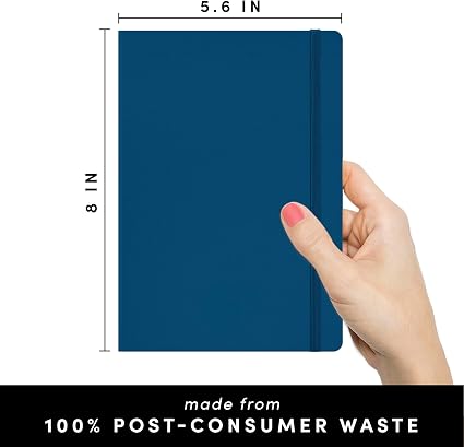 Cuaderno de notas en blanco reciclado PAPERAGE (azul oscuro), 160 páginas