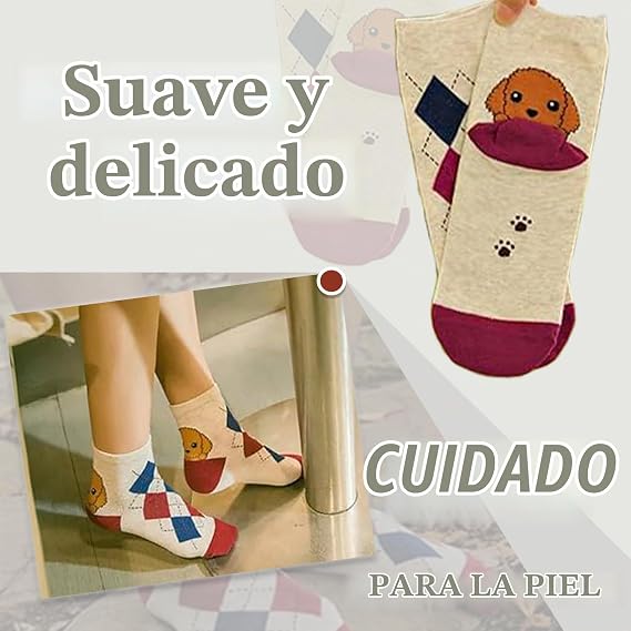 Chalier Calcetines Divertidos para Mujer Cómodos Lindos Estampados con Patrones Divertidos