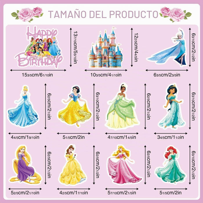 11 Piezas de decoraciones para pastel de princesas de disney