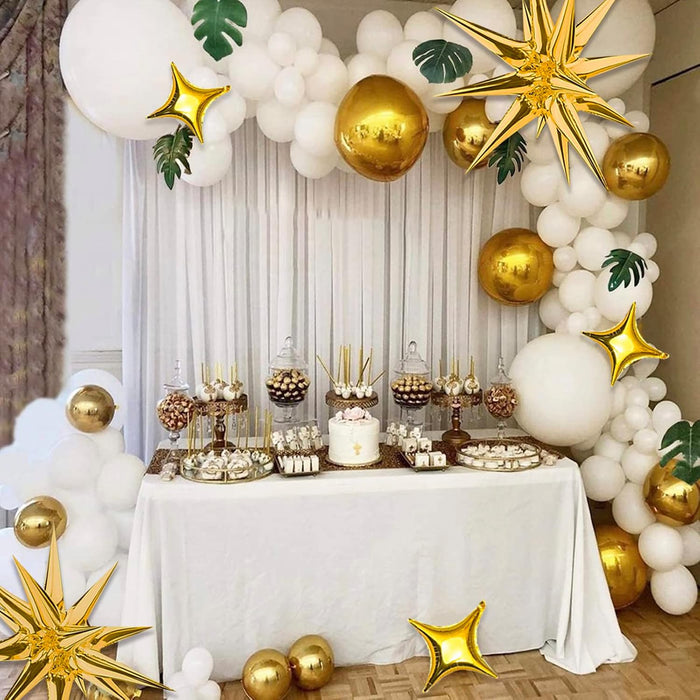 Kit de Globos de Papel Aluminio con Estrella Dorada - Paquete de 6 Globos de Cono y Punta de Explosión