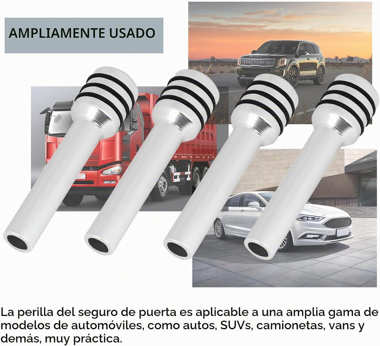 4 pomos para cerraduras de puertas de coche de aleación de aluminio