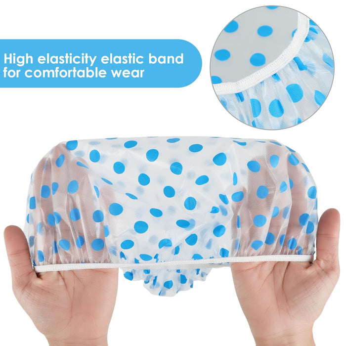 Gorro de ducha impermeable, elástico reutilizable de plástico para mujeres