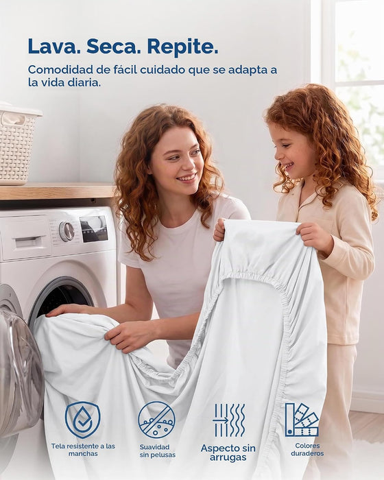 Utopía Bedding Sábana ajustable, resistente a las arrugas, a la decoloración y a las manchas para cama QUEEN