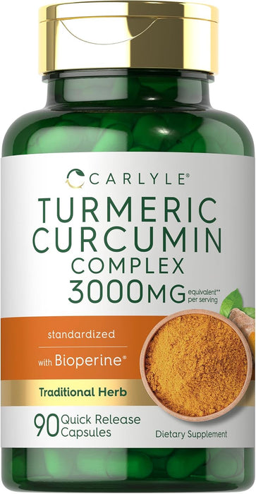 Carlyle Curcumina de cúrcuma con pimienta negra 90 cápsulas en polvo