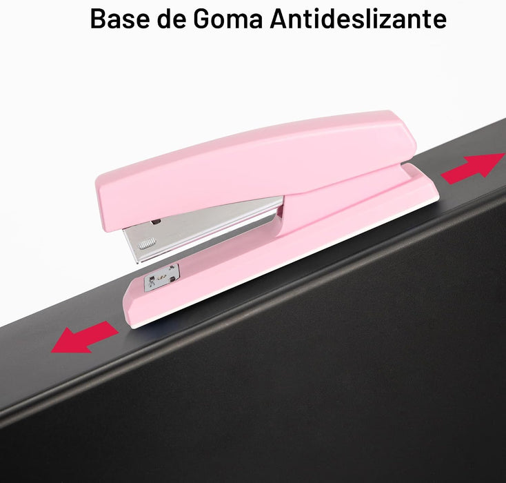 Deli grapadoras de escritorio con 640 grapas, capacidad para 25 hojas, color rosa