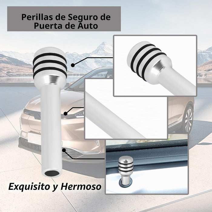 4 pomos para cerraduras de puertas de coche de aleación de aluminio