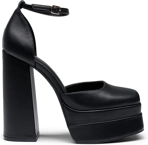 DREAM PAIRS Zapatos de tacón alto con plataforma y punta cerrada para mujer
