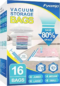 Fygrip Bolsas de almacenamiento al vacío con bomba de mano, 80% ahorradoras